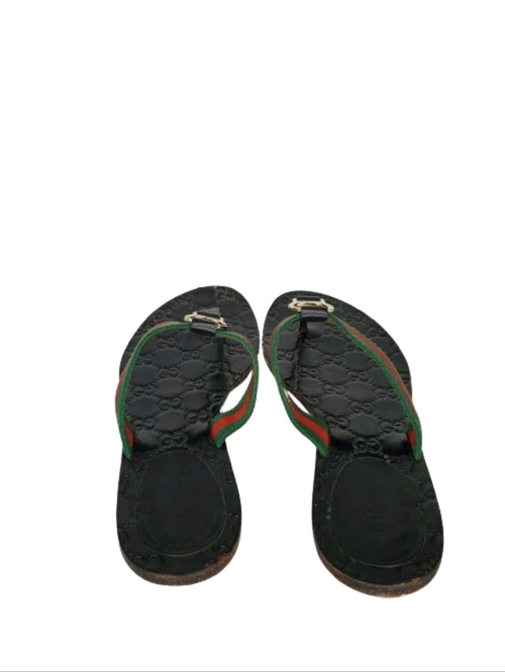 Gucci GG Monogram Web Stripe Black Thong Flip Flop Sandals - Picture 5 of 9